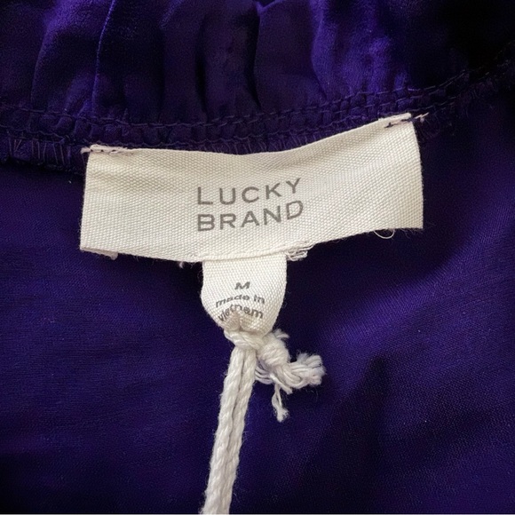 Lucky Brand Purple Satin Smocked Waist Tiered Mini Dress Medium NWT - Picture 6 of 8
